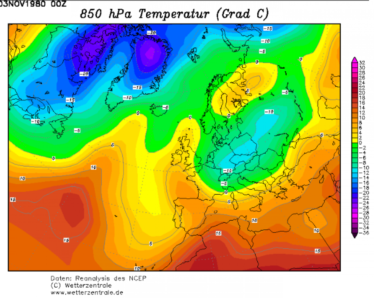 4 novembre 1980, neve sul Nord Italia - Credit Wetterzentrale 4 novembre 1980, neve sul Nord Italia - Credit Wetterzentrale