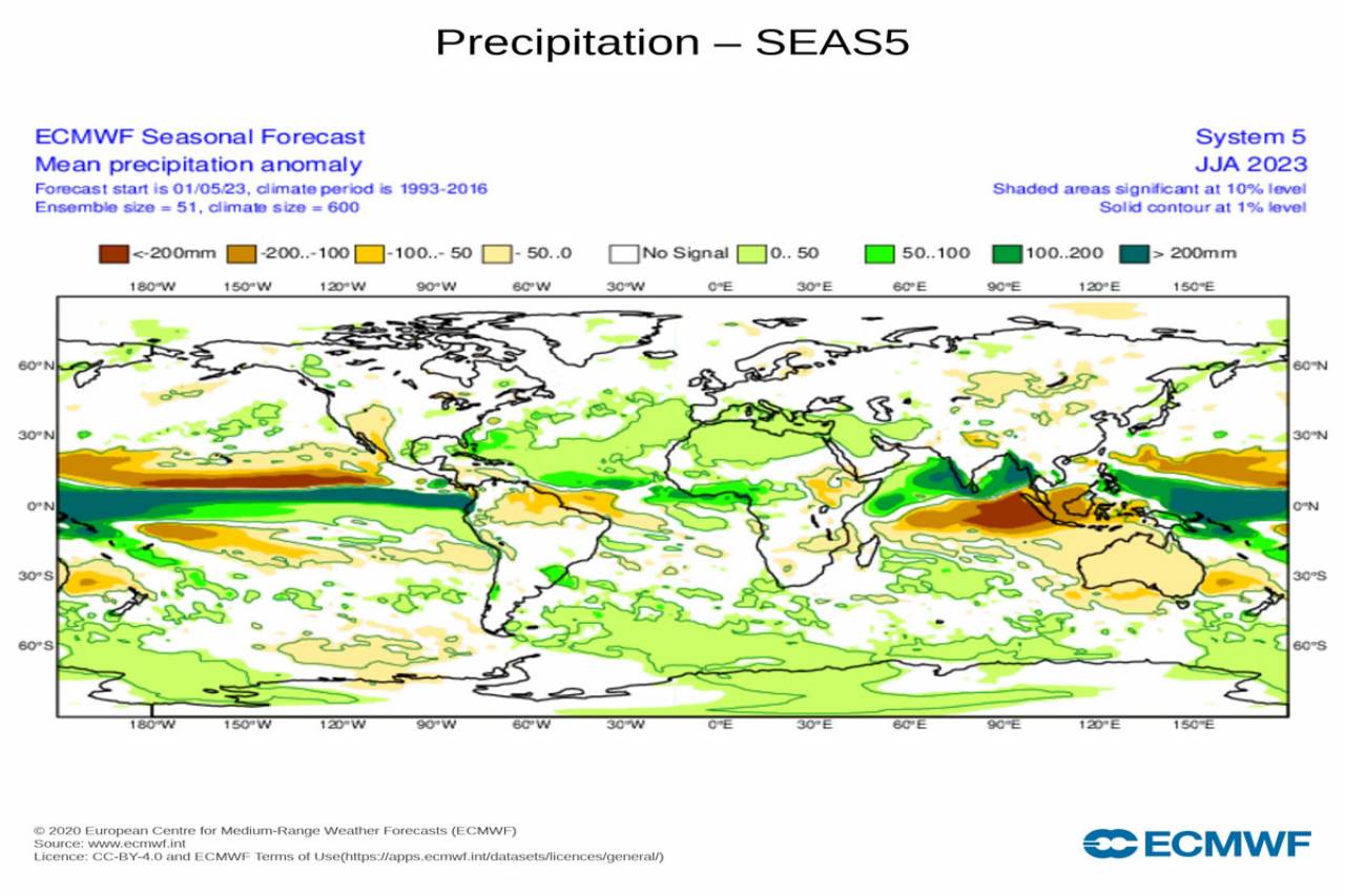 anomalie di precipitazioni fonte Ecmwf 