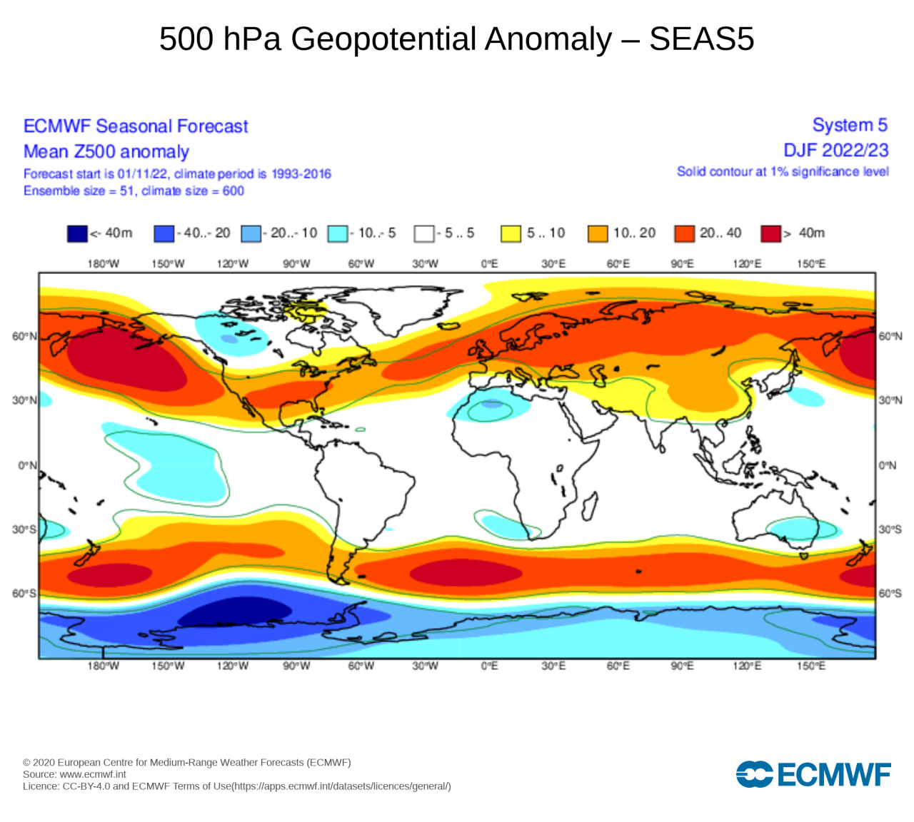 anomalie geopotenziale a 500 hPa di Ecmwf anomalie geopotenziale a 500 hPa di Ecmwf