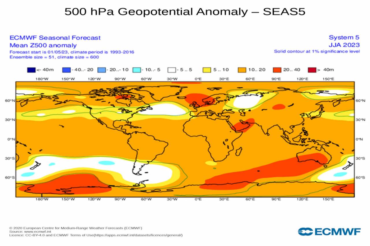anomalie geopotenziale a 500 hPa fonte Ecmwf