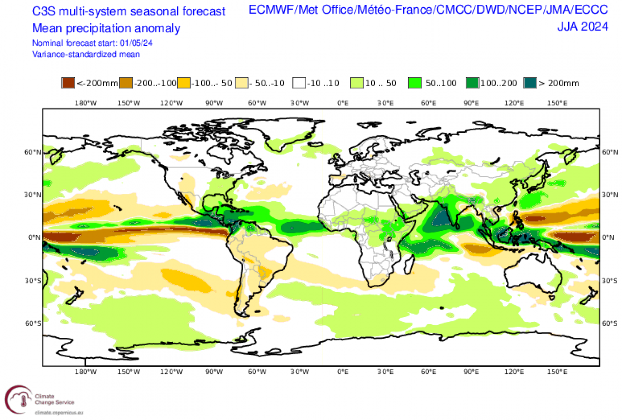 anomalie precipitazioni a livello globale