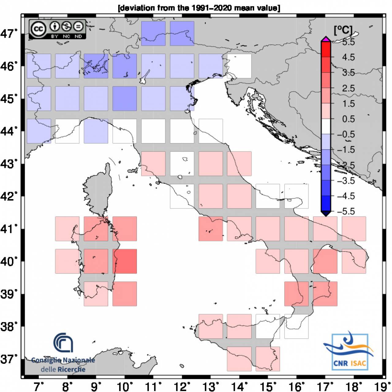 anomalie temperatura massima giugno 2024 fonte Isac Cnr