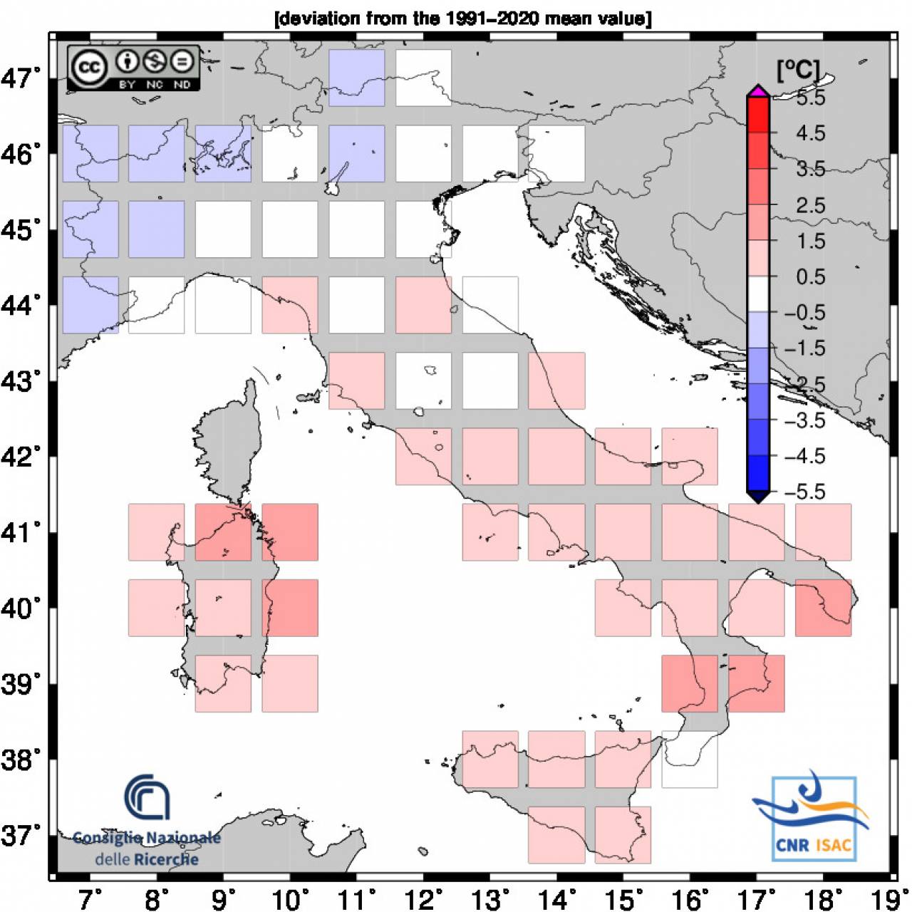 anomalie temperatura media giugno 2024 fonte Isac Cnr