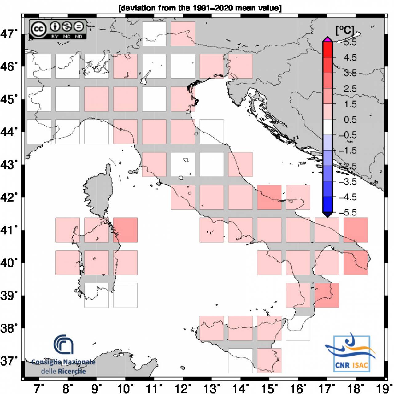 anomalie temperatura minima giugno 2024 fonte Isac Cnr