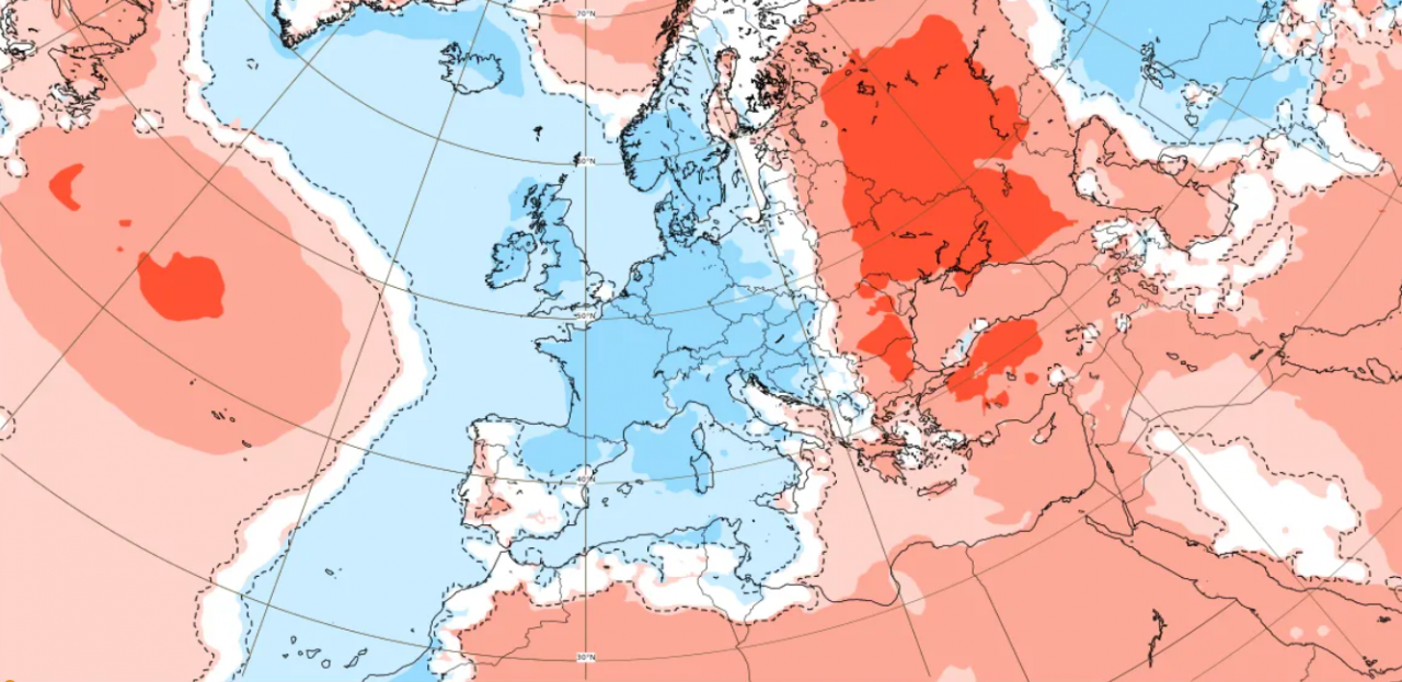 anomalie temperature 1-8 luglio, fonte Ecmwf anomalie temperature 1-8 luglio, fonte Ecmwf