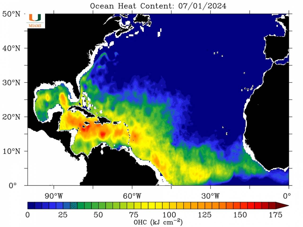 contenuto di calore in Oceano sopra media