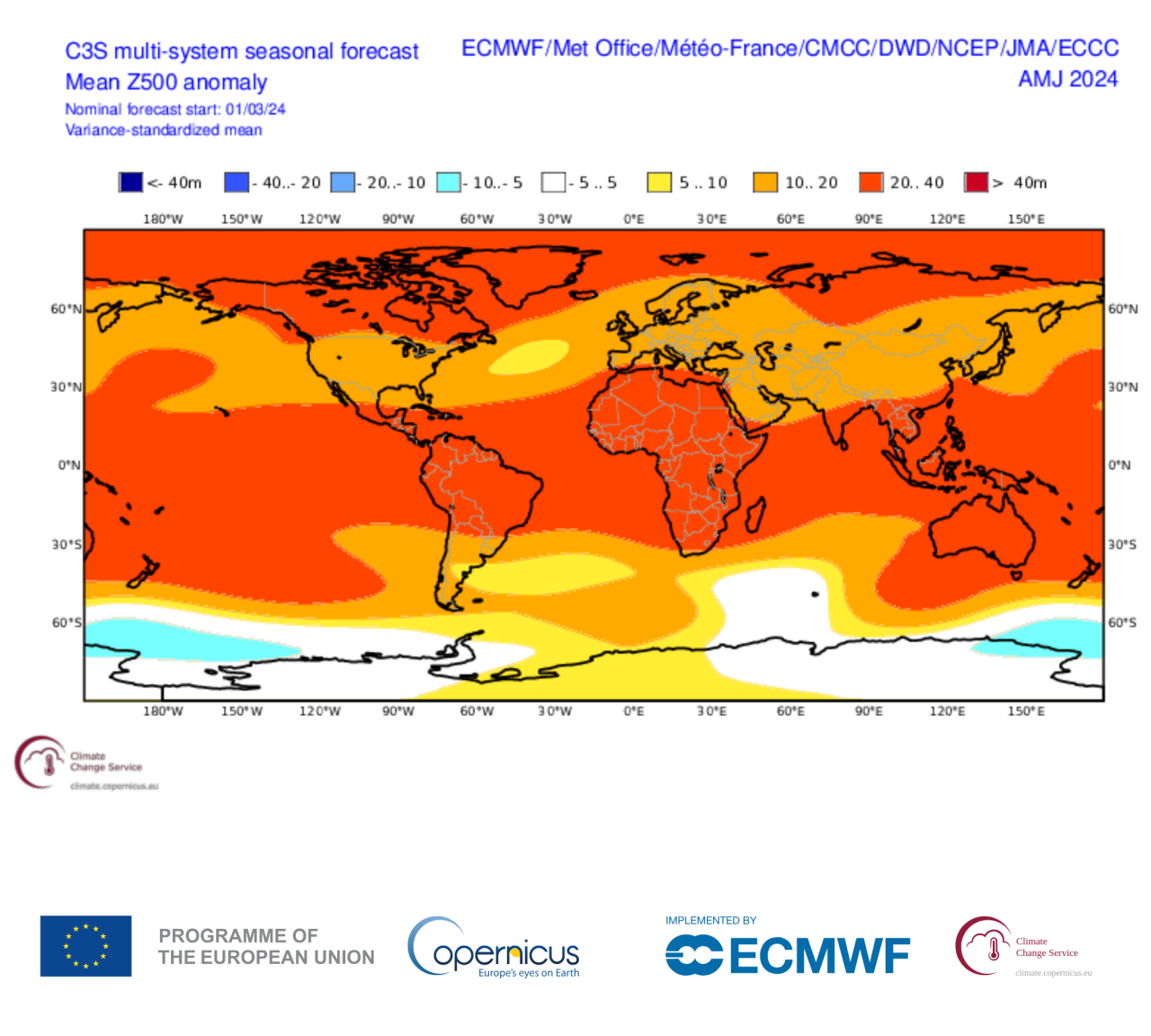 primavera 2024: anomalie geopotenziale fonte copernicus