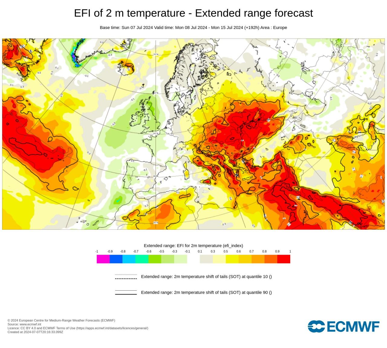 Temperature positive anomalie attese nella settimana 8-15 in Europa