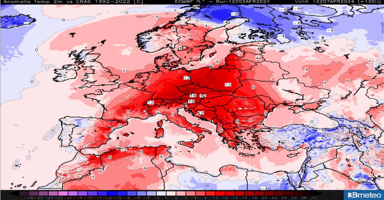 vasta area con anomalie positive, anche sopra i 10°C vasta area con anomalie positive, anche sopra i 10°C