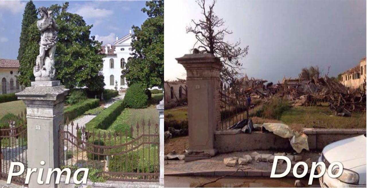 Villa Fini, prima e dopo il passaggio del tornado Villa Fini, prima e dopo il passaggio del tornado