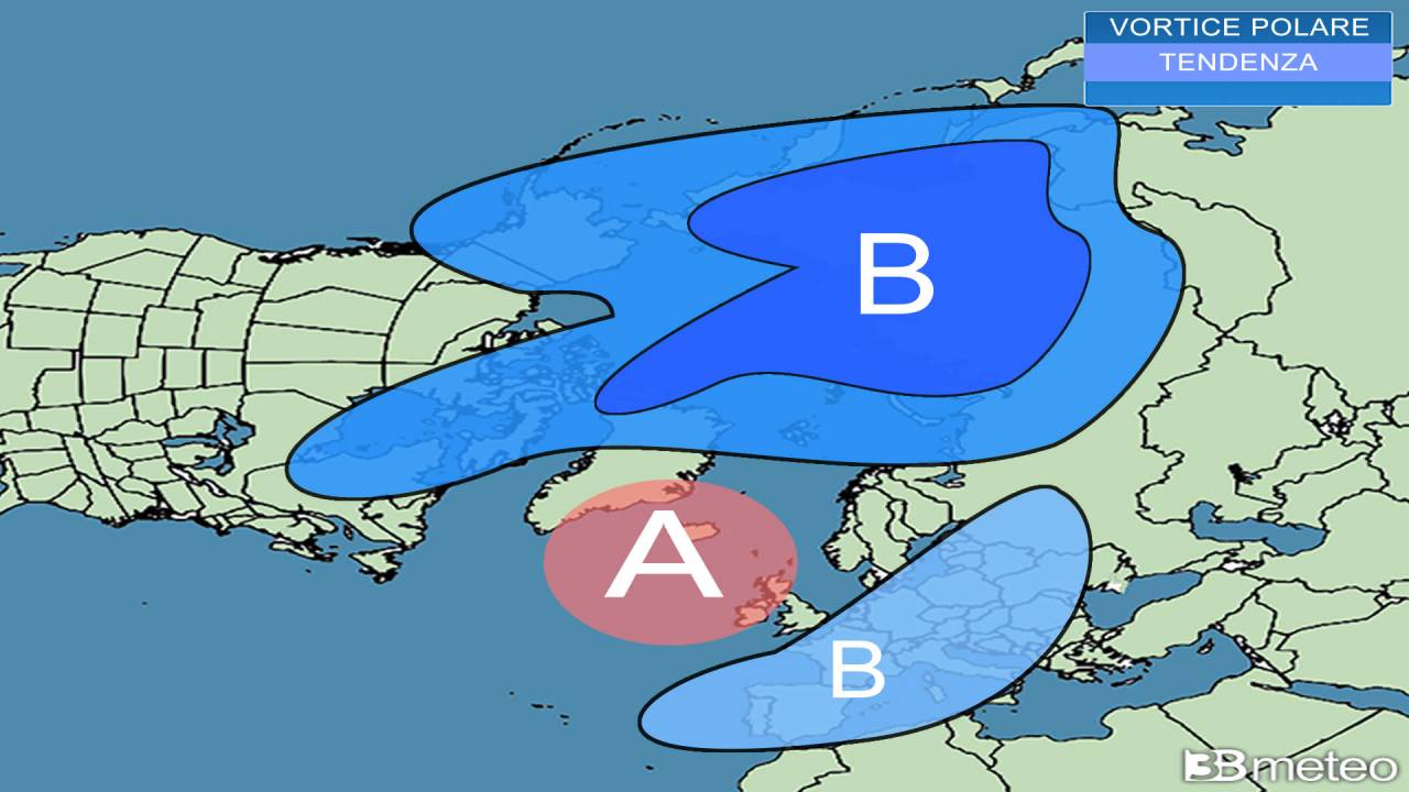 vortice polare, tendenza prossimi giorni