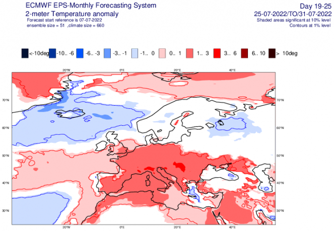 anomalie temperature secondo Ecmwf