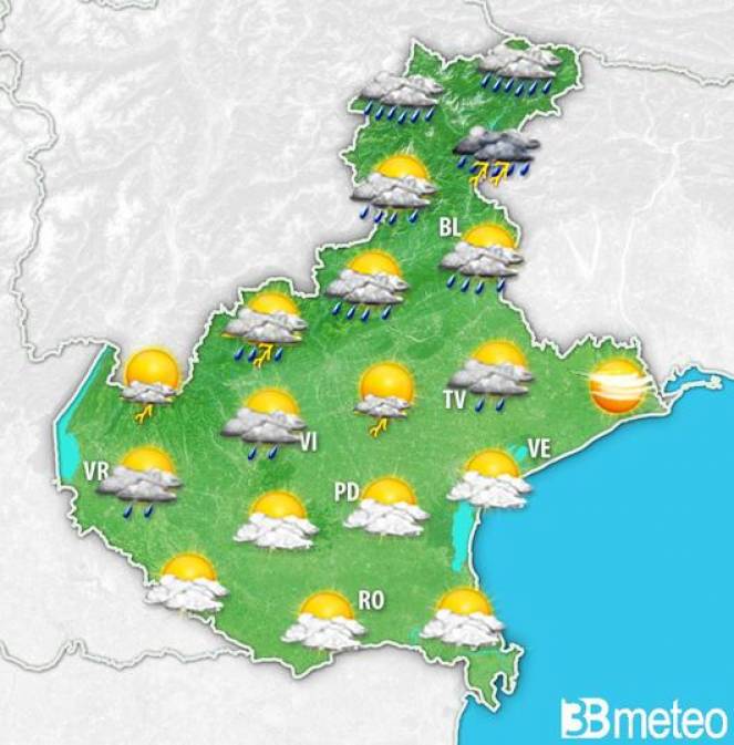 Meteo Veneto: nuovi temporali tra venerd&igrave; e sabato, poi spazio all'estate e al caldo