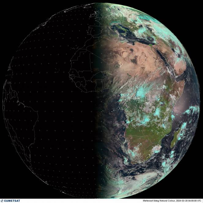 Ecco l'immagine dal satellite di stamani 20 marzo alle ore 7. Notte uguale al dì, come da perfetto equinozio Ecco l'immagine dal satellite di stamani 20 marzo alle ore 7. Notte uguale al dì, come da perfetto equinozio