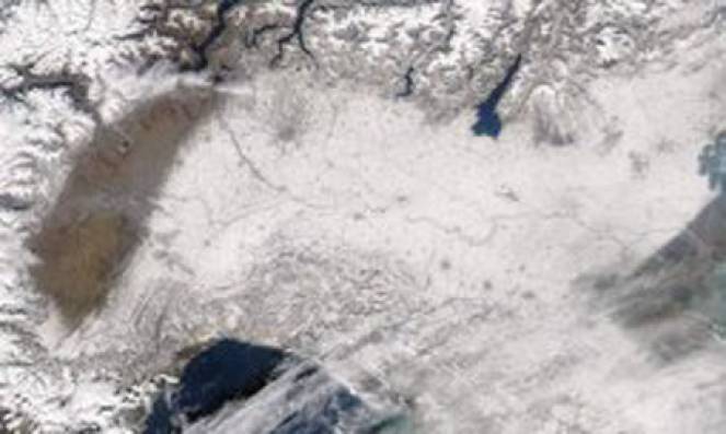 La neve al Nord vista dal satellite il 4 Marzo 2005