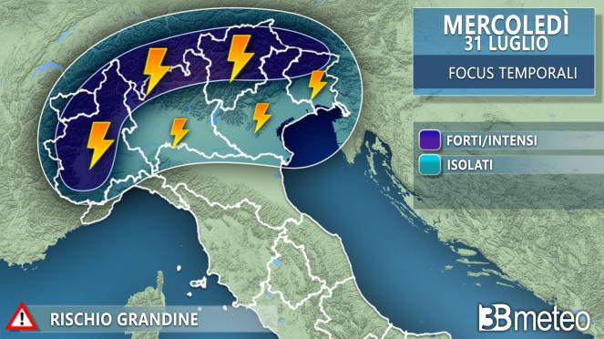 Focus temporali mercoledì 31 luglio Focus temporali mercoledì 31 luglio