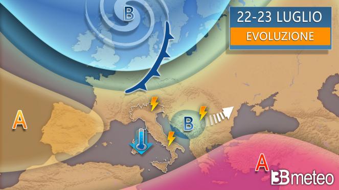 Meteo - Evoluzione 22-23 luglio