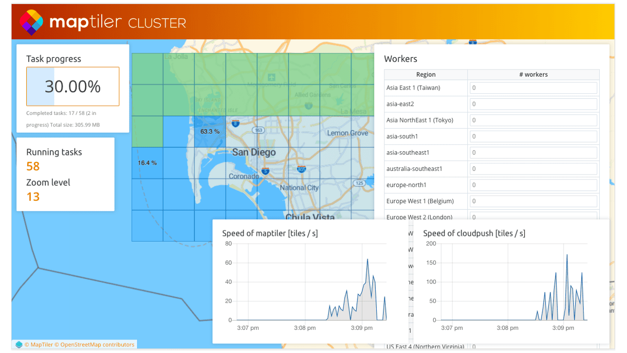 Map processing on Cloud services