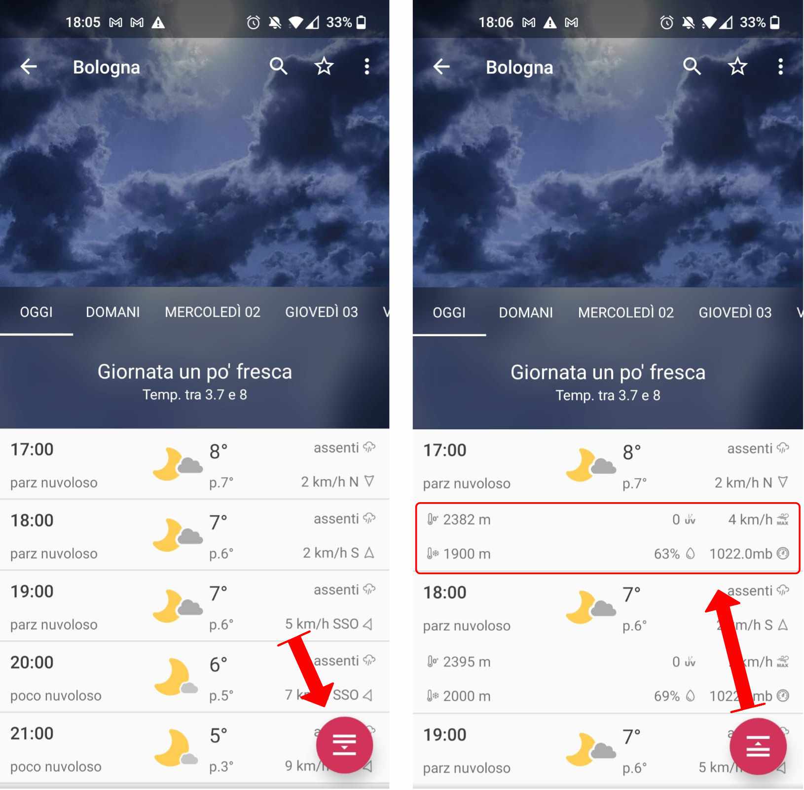 Dati aggiuntivi su app meteo iOS