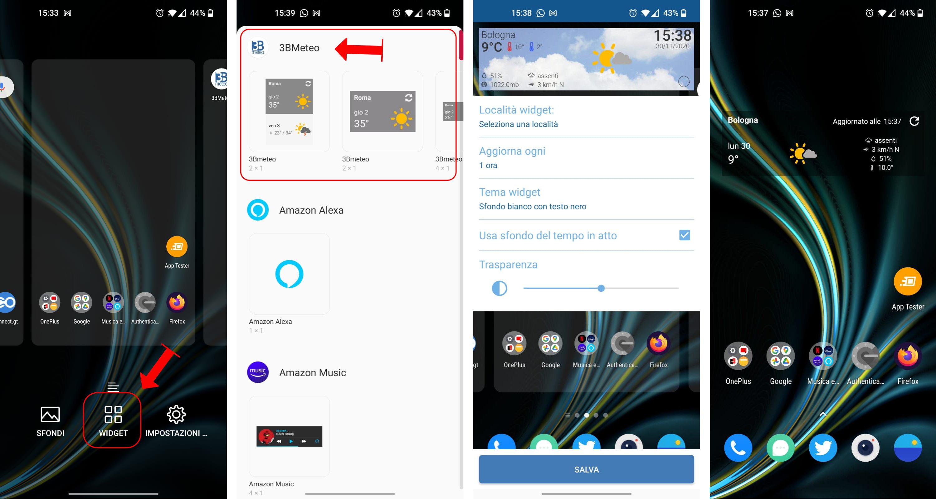 Installazione widget meteo su Android