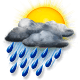 Nubi irregolari con pioggia molto forte
